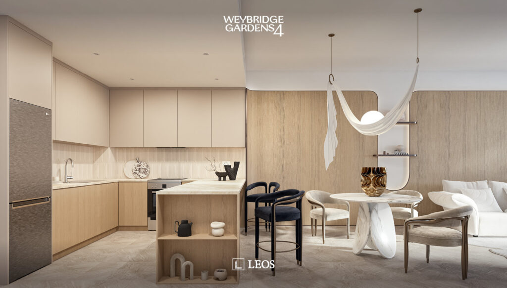 Küche und Wohnzimmer