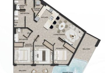 Grundriss 3 BHK